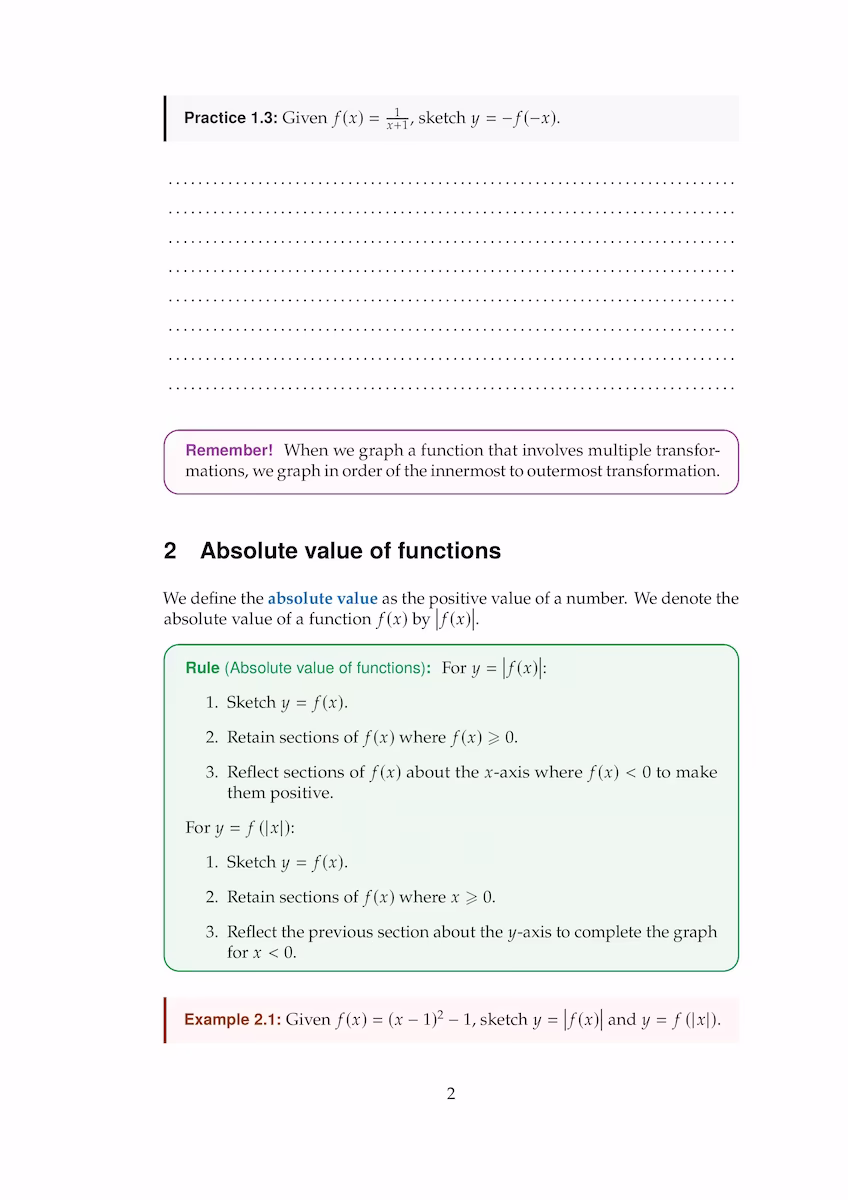 Page 2 of the graphical relationships theory booklet.